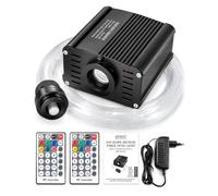DEWEL Kit de Luces de Fibra Óptica, 16W RGBW luces de Estrella de Fibra Óptica, 450 pcs*0,75 mm*2 m de fibras Ópticas y mando a distancia con 28 teclas [Clase de eficiencia energética A]