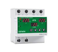 DEWIN Interruptor de Transferencia Automática 63A 220V ATS | Dual Potencia Automática Interruptor de Transferencia carril DIN con Protección contra Sobre/Infracorriente/Sobrecorriente