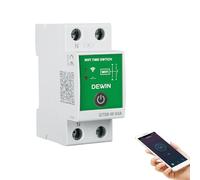 DEWIN WiFi Temporizador Inteligente, 2P CA 230V 63A Rele WiFi Interruptor Inteligente Tuya App Control Temporizador con Programación Instalación en Carril DIN GTS8-W