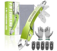 DEWINNER 4 En 1 Herramientas De Sellador Rascador Acero inoxidable Kit De Calafateo Rasqueta aplicador silicona, Profesional Para Cocina Y Baño, Ventana, Con 5 Raspador