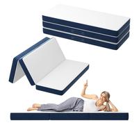 DEWINNER: Colchón plegable de 3 piezas, colchón para invitados multifuncional, 15 cm de espuma, funda desmontable y lavable a máquina, colchón plegable