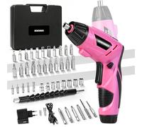 DEWINNER Destornillador Eléctrico Rosa 3N.m 1300mAh - Kit Taladro Destornillador Inalámbrico Recargable con Luz LED, Cable USB - Ideal para Bricolaje, Montaje de Muebles y Reparaciones Domésticas