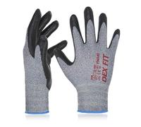 DEX FIT FN330 Guantes de Trabajo de Nitrilo, Ajuste Cómodo 3D, Guantes Táctiles para Almacén, Jardinería, Taller, Bricolaje y Trabajo General, Hombre y Mujer Gris, L, 3 Pares