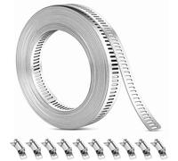 Dexpally 5m Abrazadera de Manguera Ajustable Acero Inoxidable 304 con 10 Fijaciones Abrazaderas Metalica Interminables para Tuberias Agua Gas y Conductos Aire