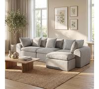 DEZAGCE XXL 275 cm sofá cama en forma de L - sofá de terciopelo tipo nube de 4 plazas, ultrasuave y enorme, con otomana a la izquierda/derecha, independiente, listo para usar sin montaje, sofá de lujo