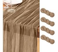 DeZerlor Camino de mesa de gasa color nude, paquete de 4 caminos de mesa de primavera y Pascua, gasa bohemia de 120 pulgadas, decoración de mesa de tela de queso café para boda, novia, baby shower