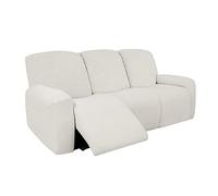 DEZYPZAM Funda de Sillón Reclinable Relax 1 2 3 Plazas Elástica Jacquard Suave Funda de Sofá con Bolsillos Laterales Protector de Muebles Cubre Sofá Antideslizante (Blanco Marfil,3 Plazas)