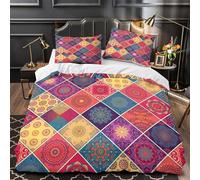 DFENILROP 3 Piezas Microfibra de poliéster Ornate s Funda Edredon Cremallera Oculta Fundas Almohada Antibacteriana Bohemian Decorative Funda de Edredón for Familia King（220x240cm）