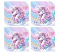 DGHEGDUI 40 Servilletas De Caballo Arcoíris, Accesorios para Fiestas De Cumpleaños De Niñas, Lindos Patrones De Dibujos Animados, Adecuados para Fiestas Infantiles, Diseño De Mesa.