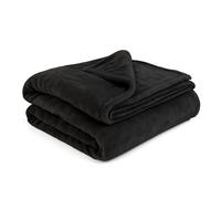 DH DREAMER HOME Manta Polar de Microlina de Color Liso 160 x 220 cm Suave y Acogedora - Cobija Suave Ligera Cálida Lavable a Máquina para Sofá, Cama o Viaje (Negro)