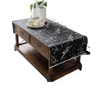 DHAEY Mantel de Mesa de Centro Estilo rústico for Sala de Estar, Cubierta de Mesa Auxiliar con Bolsillo, Mantel de Lino de algodón (Color : Black Marble, Size : 23.6x63 Inch)