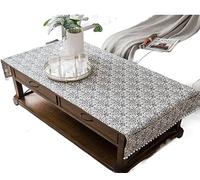 DHAEY Mantel de Mesa de Centro Estilo rústico for Sala de Estar, Cubierta de Mesa Auxiliar con Bolsillo, Mantel de Lino de algodón (Color : Blue Flower, Size : 23.6x63 Inch)