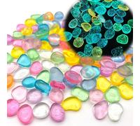 DHER 100 piedras luminosas grandes, que brillan en la oscuridad, piedras luminosas coloridas para jardín, acuario, piedras luminosas de 2 cm, piedras luminosas de resina (luz de estrellas)