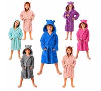 DHESTIA HOME Albornoz Niños y Niñas Unisex - Infantil Capucha con Orejas y Bolsillos - 100% Algodón OEKO-TEX Color AZUL MARINO Talla 2_years