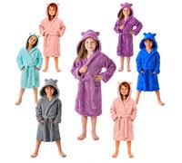 DHESTIA HOME Albornoz Niños y Niñas Unisex - Infantil Capucha con Orejas y Bolsillos - 100% Algodón OEKO-TEX Color LILA Talla 10_years
