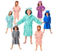 DHESTIA HOME Albornoz Niños y Niñas Unisex - Infantil Capucha con Orejas y Bolsillos - 100% Algodón OEKO-TEX Color TURQUESA Talla 6_years
