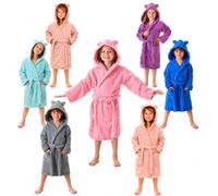 DHESTIA HOME Albornoz Niños y Niñas Unisex - Infantil Capucha con Orejas y Bolsillos - 100% Algodón OEKO-TEX Color ROSA Talla 10_years