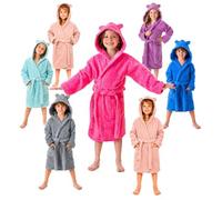 DHESTIA HOME Albornoz Niños y Niñas Unisex - Infantil Capucha con Orejas y Bolsillos - 100% Algodón OEKO-TEX Color FUCSIA Talla 10_years