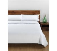 DHestia Hostelería - Juego 3 Piezas Funda Nórdica Blanca Hotel, Sábana Bajera, Funda Almohada. 50% Algodón 50% Poliéster (Cama 180x190/200 cm)