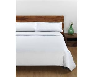 DHestia Hostelería - Juego 3 Piezas Funda Nórdica Blanca Hotel, Sábana Bajera, Funda Almohada. 50% Algodón 50% Poliéster (Cama 180x190/200 cm)