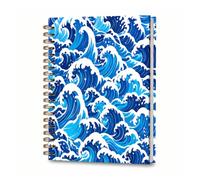 DHGPTS Spiral Journal Notebook, A5 Cute Notebooks for Women Men, College Ruled Hardcover Notebook for Work & Note Taking, 60 Pages Double-Wire Journals for Writing, Cute Blue Ocean