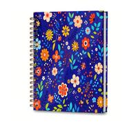 DHGPTS Spiral Journal Notebook, A5 Cute Notebooks for Women Men, College Ruled Hardcover Notebook for Work & Note Taking, 60 Pages Double-Wire Journals for Writing, Cute Blue Flowers