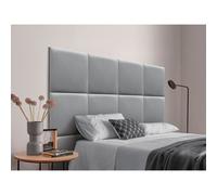 DHOME Cabecero Tapizado Compuesto de Paneles Autoadhesivos Intercambiables de Terciopelo Premium Cama Lujo Dormitorio Acolchado Light gray