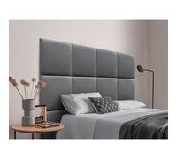 DHOME Cabecero Tapizado Compuesto de Paneles Autoadhesivos Intercambiables de Terciopelo Premium Cama Lujo Dormitorio Acolchado Segunda Gama de Colores Ash gray