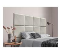 DHOME Cabecero Tapizado Compuesto de Paneles Autoadhesivos Intercambiables de Terciopelo Premium Cama Lujo Dormitorio Acolchado Beige
