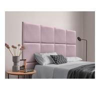 DHOME Cabecero Tapizado Compuesto de Paneles Autoadhesivos Intercambiables de Terciopelo Premium Cama Lujo Dormitorio Acolchado Segunda Gama de Colores Salmon