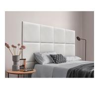 DHOME Cabecero Tapizado Compuesto de Paneles Autoadhesivos Intercambiables de Terciopelo Premium Cama Lujo Dormitorio Acolchado White