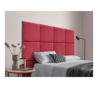 DHOME Cabecero Tapizado Compuesto de Paneles Autoadhesivos Intercambiables de Terciopelo Premium Cama Lujo Dormitorio Acolchado Segunda Gama de Colores Red