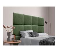 DHOME Cabecero Tapizado Compuesto de Paneles Autoadhesivos Intercambiables de Terciopelo Premium Cama Lujo Dormitorio Acolchado Segunda Gama de Colores Jungle green