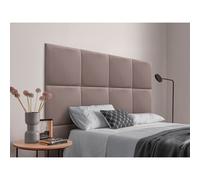 DHOME Cabecero Tapizado Compuesto de Paneles Autoadhesivos Intercambiables de Terciopelo Premium Cama Lujo Dormitorio Acolchado Brown