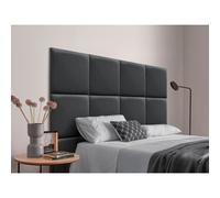 DHOME Cabecero Tapizado Compuesto de Paneles Autoadhesivos Intercambiables de Terciopelo Premium Cama Lujo Dormitorio Acolchado Dark gray