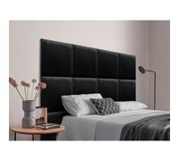 DHOME Cabecero Tapizado Compuesto de Paneles Autoadhesivos Intercambiables de Terciopelo Premium Cama Lujo Dormitorio Acolchado Segunda Gama de Colores Black