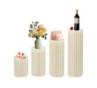 DHQCQL Juego de 4 soportes para flores plegables de boda con placas de PVC, 40 cm, 60 cm, 80 cm, jarrón redondo decorativo para boda, compromiso, cumpleaños, decoración de mesa, hasta 25-30 kg