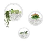 DHQCQL Macetero colgante, jarrones de pared modernos, 3 unidades macetas colgantes para pared, maceta redonda para montaje en pared para plantas de interior, plantas artificiales, flores (blanco)