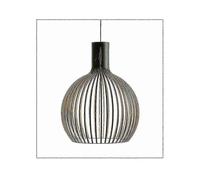 (Dia23cm, black) Modern Wooden Pendant Light for Living Room Decor, Black Hanging Lamp with Wooden Shade, Suspension Chandelier Lighting Fixture