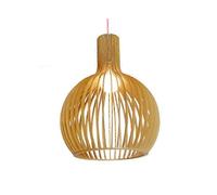 (Dia35cm, beige) Modern Wooden Pendant Light for Living Room Decor, Black Hanging Lamp with Wooden Shade, Suspension Chandelier Lighting Fixture