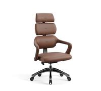 Diablo Silla Oficina V-Modular | Respaldo, Ajuste de Asiento y Respaldo, Reposacabezas Desmontable - Silla Despacho para la Oficin | Elegante Cuero, Robusta Estructura de Aluminio | Marrón