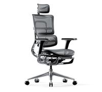 Diablo V-Master Silla de Escritorio ergonómica Silla de Oficina apoyabrazos Ajustables reposapiés Mecanismo de inclinación Malla Cuero sintético selección de Color (Negro-Gris)