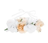 Diadema reutilizable con diseño floral y cinta ajustable para novia, corona de flores bohemias, bohemias, festivales, accesorio para el pelo, blanco y rosa. Perfecto para novias, damas de honor y
