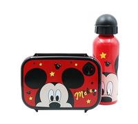 Diakakis Mickey Mouse - Juego de lonchera para niños, caja de sándwich y botella de agua de aluminio, 500 ml, juego de comida para el almuerzo escolar, viajes, sin BPA