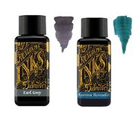 Diamine - Tinta para pluma estilográfica (30 ml, 2 botellas, Earl Grey & Aurora Borealis