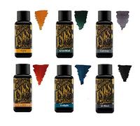 Diamine - Tinta para pluma estilográfica (30 ml, color básico, 6 botellas, Sepia, Green Black, Earl Grey, Ancient Copper, Crepúsculo, Jet Black
