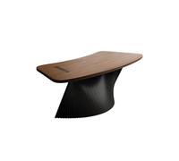 DIANXI Escritorio de Juegos Moderno Banco de Trabajo Individual for Oficina, Mesa Estudio Curva Madera Maciza, Patas Negras, Muebles Modernos