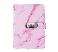Diario A5 con Cerradura de Combinación, Cubierta de Cuero PU, 200 Páginas, Rosa