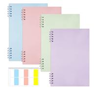 DIBALIYI 4 Piezas Bloc de Notas Espiral A5, Cuaderno Rayado con 60 Piezas índices Adhesivos, Cuaderno de Notas para Dibujo Artístico Notas de Aula Diario de Viaje Listas de Tareas