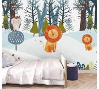 Dibujos Animados Bosque Animales Búho León 3D Papel Pintado Pared Fácil Instalación Oficina Sala Estar Sofá Dormitorio TV Fondos Decoración-200cm×140cm